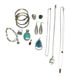 LOT Sterling & Silver Tone Jewelry Anthropologie Britton Zara.